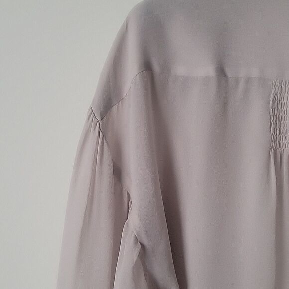 NWT Jeunesse Silk XS Gray Blouse Coquette Long Romantic Chiffon Sheer Modest - Picture 10 of 14